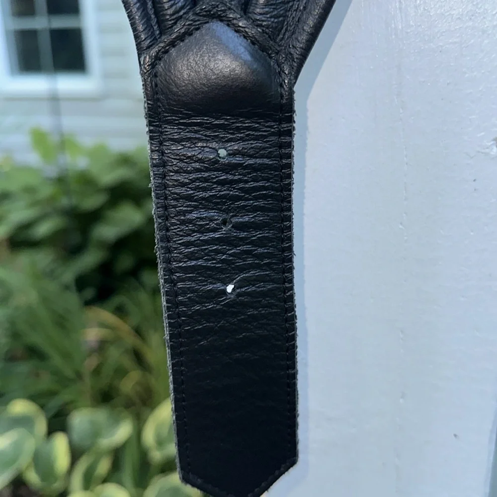 Nikki Jaggs Black Genuine Leather Guitar Strap Medium Size